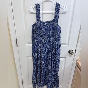 Floral Blue Maxi Dress, Size XL